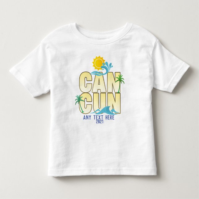 Cancun Summer Vacation Beach Palm Trees Custom T-S Toddler T-Shirt (Front)