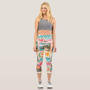 Cancun Sun Sand Mexico Beautiful Beaches Tropical Capri Leggings