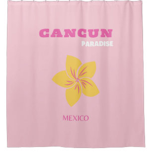 Cancun Travel Art, Mexico, Preppy, Pink Preppy Art Shower Curtain