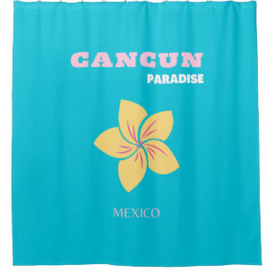 Cancun Travel Art, Mexico Travel Art, Preppy, Blue Shower Curtain