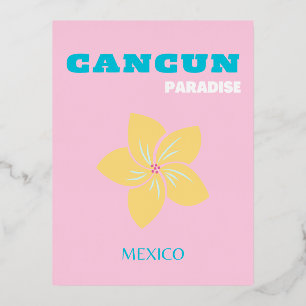 Cancun Travel Art, Travel Art, Preppy, Preppy Room Foil Holiday Postcard