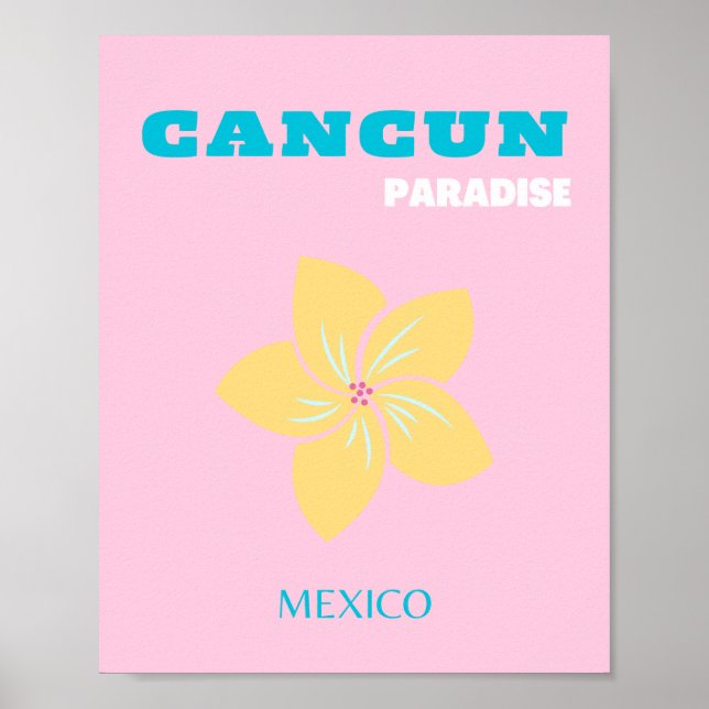 Cancun Travel Art, Travel Art, Preppy, Preppy Room Poster (Front)
