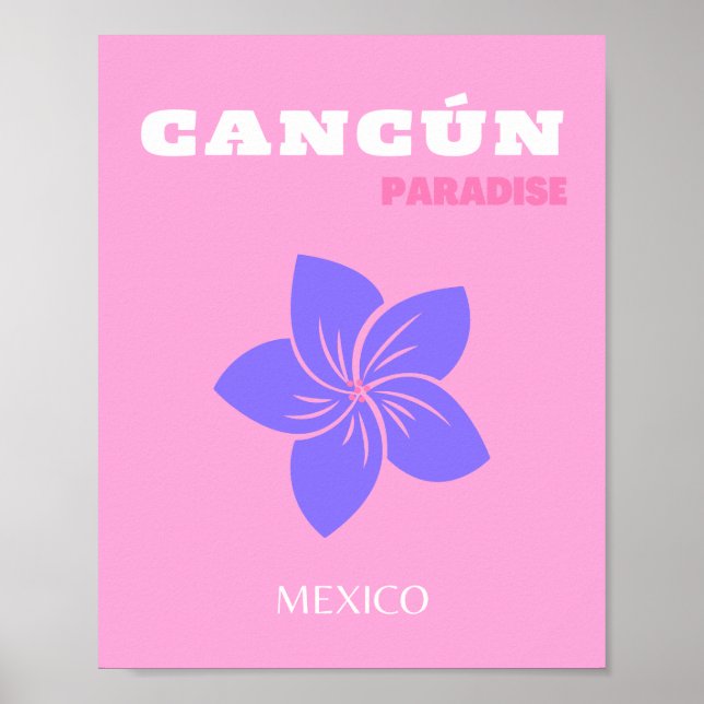 Cancun, Tropical Art, Preppy, Preppy Room, Pink Poster (Front)
