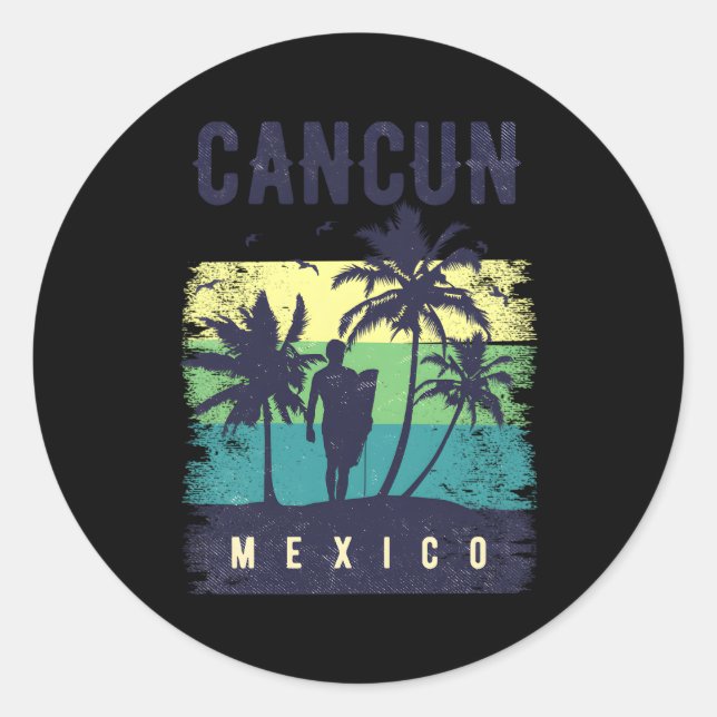 Cancun Vacation Surfing Mexico Cancun Classic Round Sticker (Front)