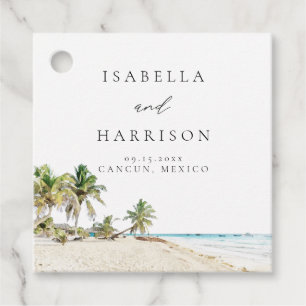 CANCUN Watercolor Beach Palm Tree Destination Favour Tags