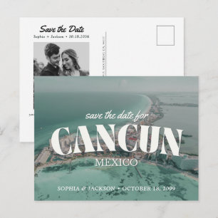 Cancun Wedding Save the Date Retro Postcard