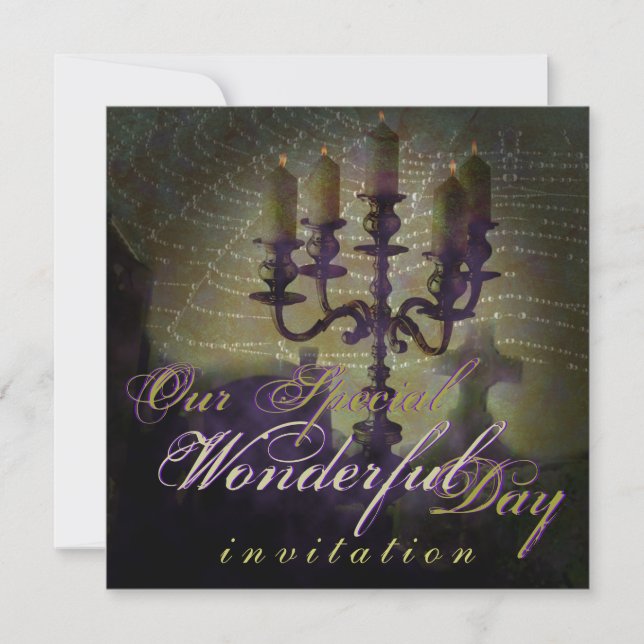 Candelabra Dark Romance Halloween Wedding Invitation (Front)