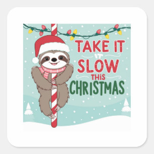 candi cane,merry christmas, season greetings, fath square sticker