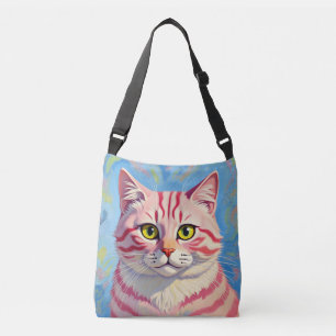 “Candice” A Cherry Striped Mystique – Cat Portrait Crossbody Bag