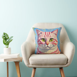 “Candice” A Cherry Striped Mystique – Cat Portrait Cushion