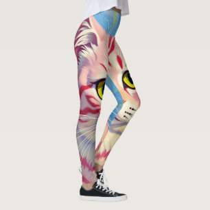 “Candice” A Cherry Striped Mystique – Cat Portrait Leggings