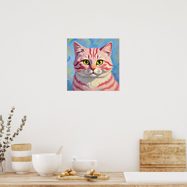 “Candice” A Cherry Striped Mystique – Cat Portrait Poster (Kitchen)