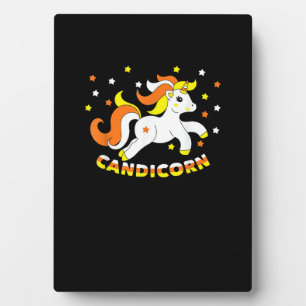 Candicorn Cute Unicorn Halloween Candy Corn Funny Plaque