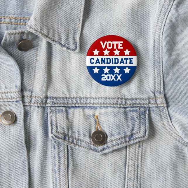 Candidate for election personalised  6 cm round badge (In Situ)