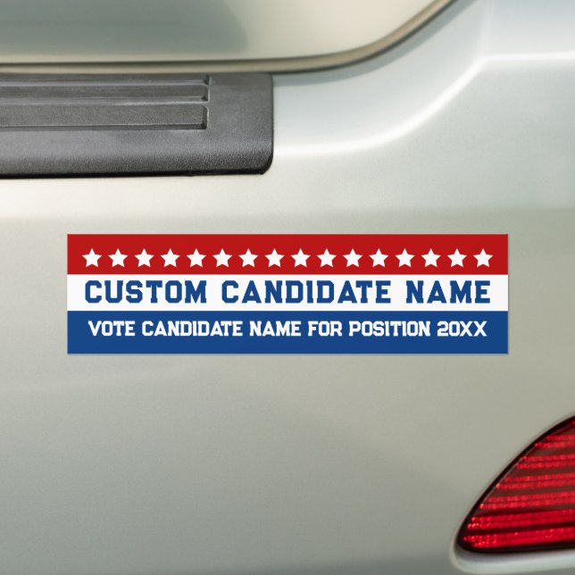 Candidate for election personalised  bumper sticker (On Car)
