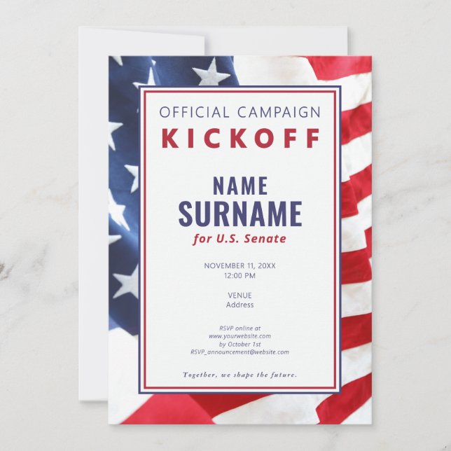 Candidate Official Campaign Kickoff Party Launch Invitation (Front)