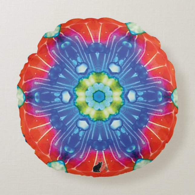 Candied Kaleidoscope  Round Cushion (Front)