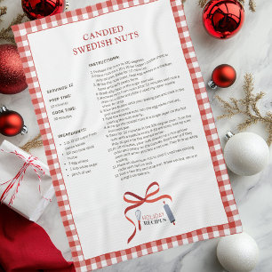 Candied Swedish Nuts Holiday Recipe Tea Towel