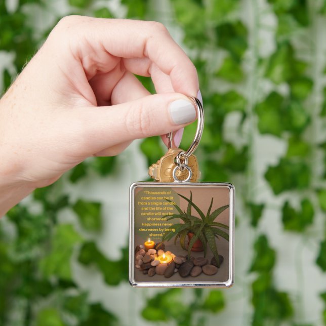 Candle Aloe Photograph and Buddha Quote Key Ring (Hand)