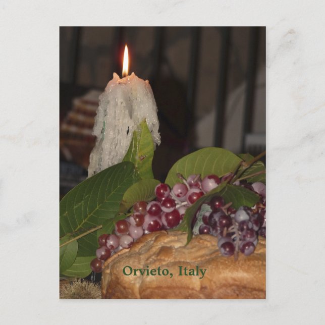 Candle and Grapes Orvieto Italy Keepsake Travel Postcard (Front)