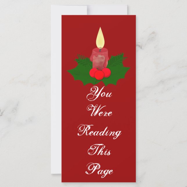 Candle And Holly Bookmark Template (Front)