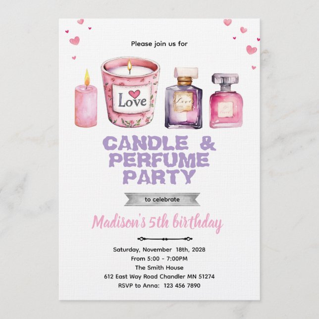 Candle and Perfume party invitation (Front)