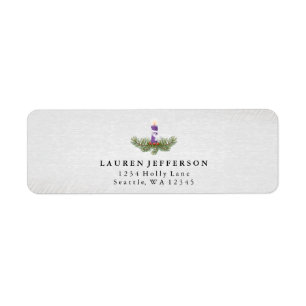 Candle and Pine Leaves Holiday Address Label Return Address Label