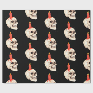 Candle and Skull Halloween Pattern Wrapping Paper