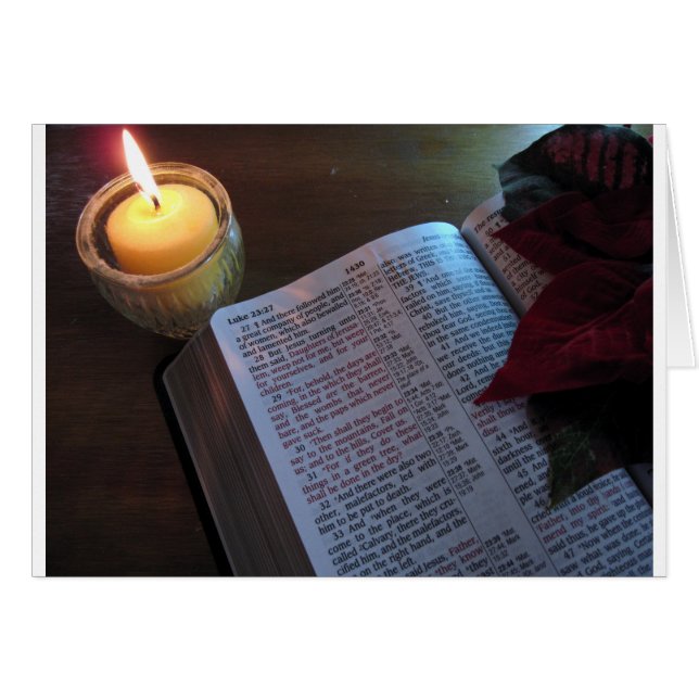 Candle, Bible, and Poinsetta (Front Horizontal)