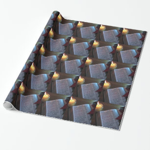 Candle, Bible, and Poinsetta Wrapping Paper
