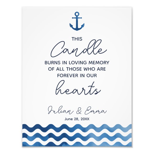 candle burns wedding sign, loving memory wedding, photo print (Front)