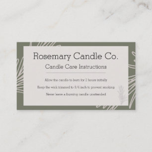Candle Care Card Rosemary Apothecary Natural Style