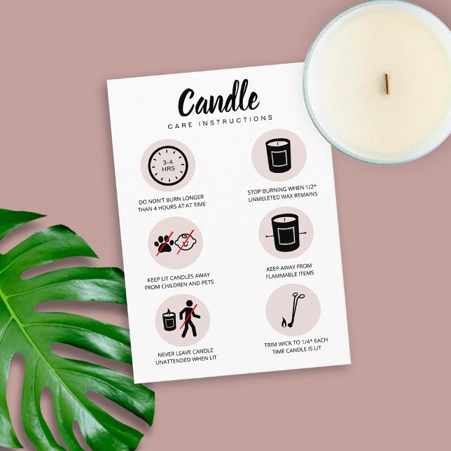 Candle Care Card Safety Instructions Feminine (Creator Uploaded)