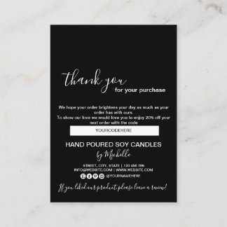 Candle Care Card Thank You Card Add Your Logo Code