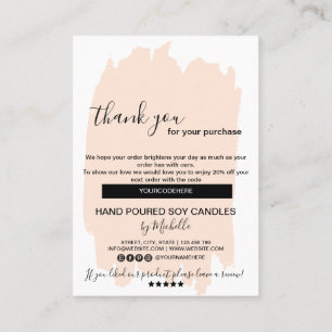Candle Care Card Thank You Card Add Your Logo Code