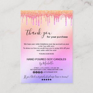 Candle Care Card Thank You Card Add Your Logo Drip