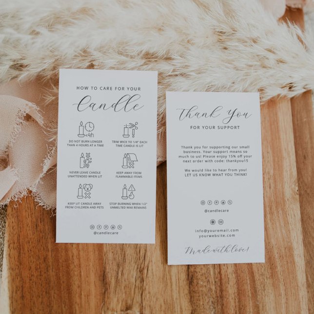 Candle Care Card Thank You Card Instruction Card (Creator Uploaded)