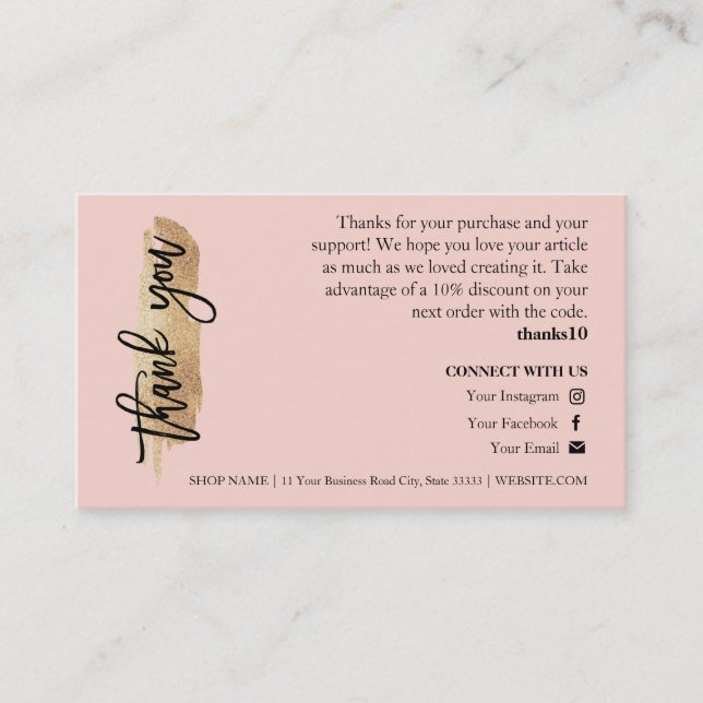 Candle Care Gold Gliter Chic Script Thank You Card (Front)