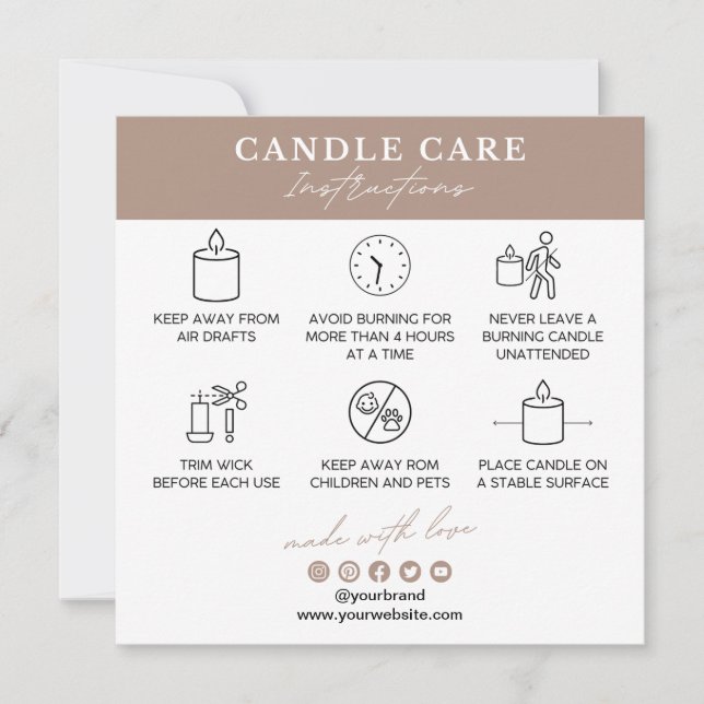 Candle Care Instructions Card (Front)