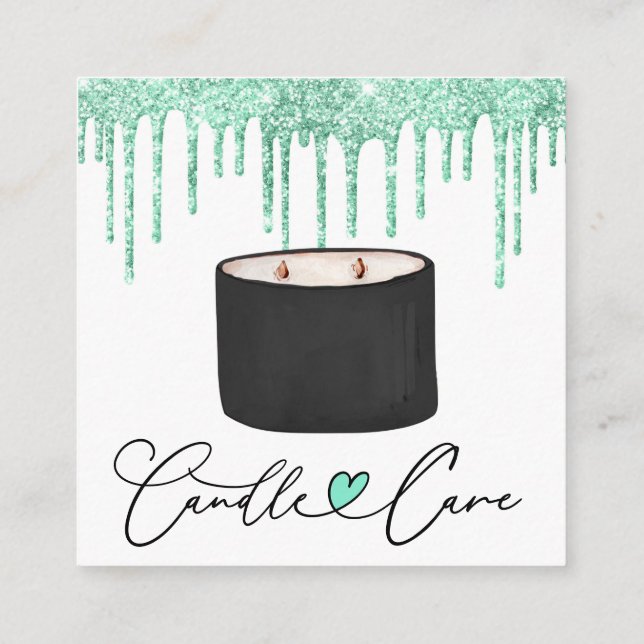 Candle Care Instructions Customer Thank You Pastel Square Business Card (Back)