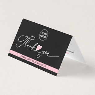 Candle Care Instructions & Thank You Folded Business Card