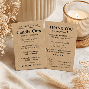 Candle Care Kraft Paper Custom Logo Thank You Business Card