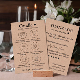 Candle Care Kraft Paper Custom Logo Thank You Business Card
