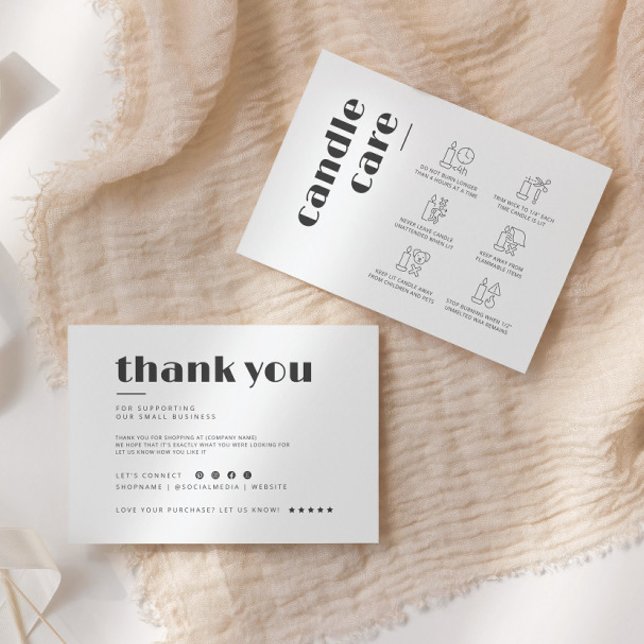 Candle Care Minimalist Flat Thank You Card (Creator Uploaded)