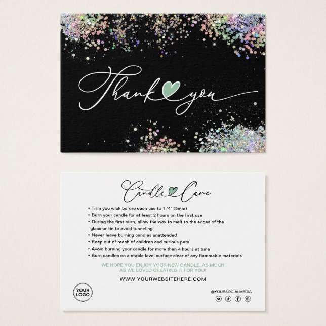 Candle Care Thank You Card (Front & Back)