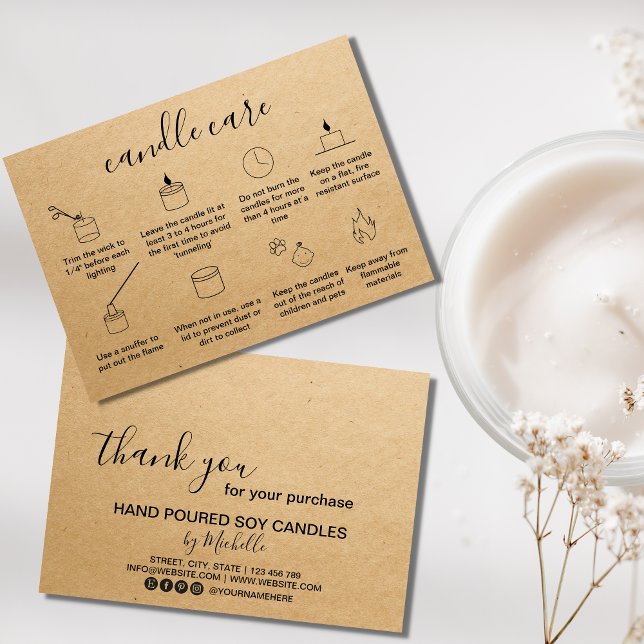 Candle Care Thank You Card Add Your Logo Simple (Creator Uploaded)