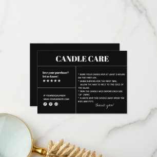 Candle Care Thank You Packaging Card