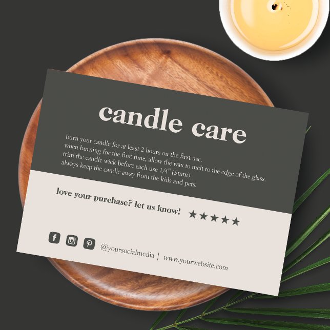Candle Care Thank You Packaging Card (Creator Uploaded)