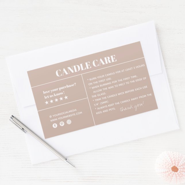 Candle Care Thank You Packaging Sticker (Envelope)