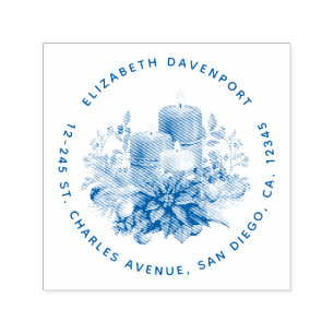 Candle Centerpiece with Poinsettia Flower Self-inking Stamp